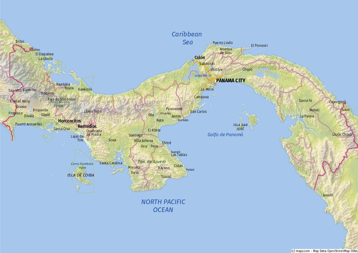 Landkarte Panama Reise